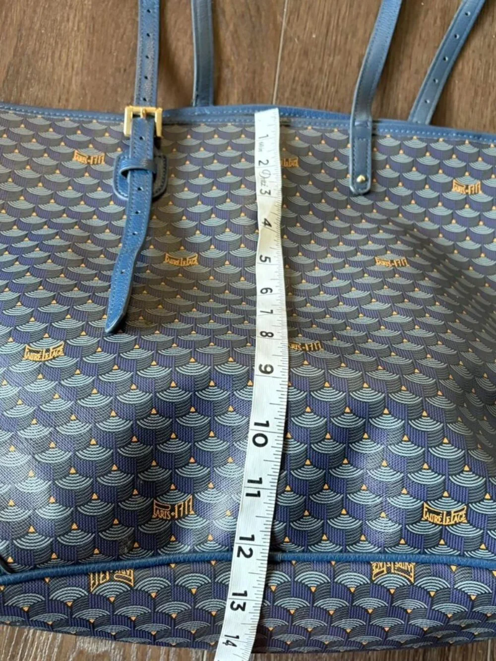 blue Fauré Le Page Daily Battle tote with adjustable leather handles